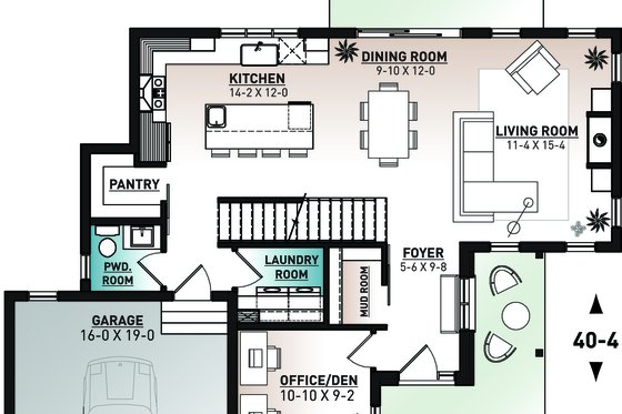 Floor Plan - Main Floor for Farmhouse House Plan #23-2740 - 3 bed, 2 bath