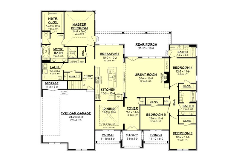 Architectural House Design - Floor Plan - Main Floor for Farmhouse House Plan #430-199 - 4 bed, 3.5 bath