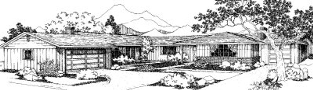Exterior - Front Elevation 2 for Ranch House Plan #303-155 - 2 bed, 1 bath