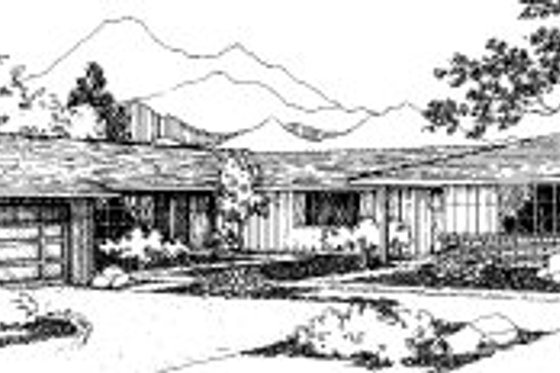Exterior - Front Elevation for Ranch House Plan #303-155 - 2 bed, 1 bath