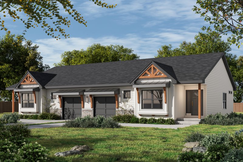 Farmhouse Style House Plan - 4 Beds 2 Baths 2570 Sq/Ft Plan #20-2596 Exterior