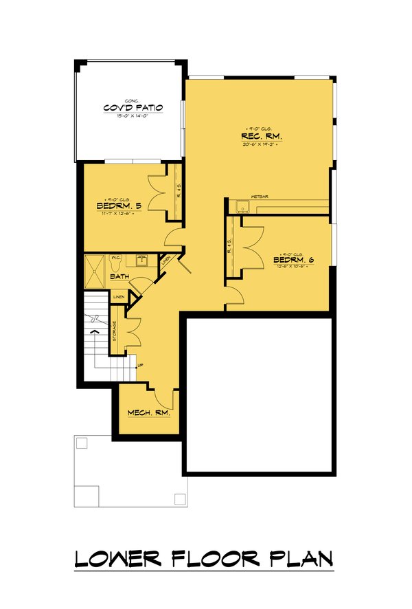 House Blueprint - Contemporary Floor Plan - Lower Floor Plan #1066-206