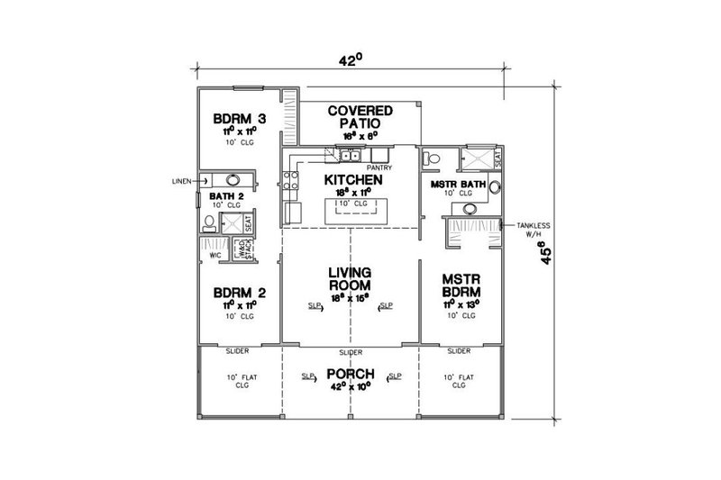 Architectural House Design - Floor Plan - Main Floor for Cabin House Plan #472-441 - 3 bed, 2 bath
