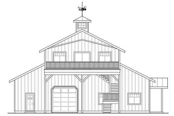 Exterior - Rear Elevation for Country House Plan #124-1052 - 3 bed, 3.5 bath