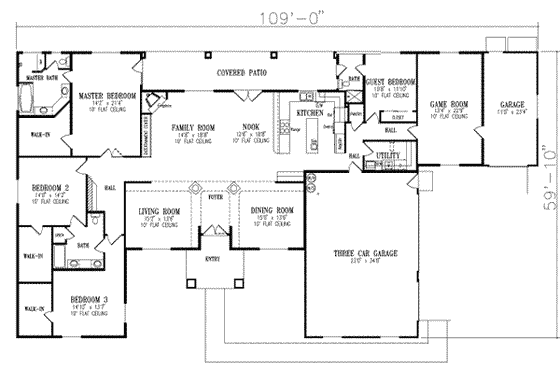 Floor Plan - Main Floor for Adobe / Southwestern House Plan #1-843 - 4 bed, 2.5 bath