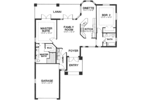 Floor Plan - Main Floor for Mediterranean House Plan #115-187 - 2 bed, 2 bath