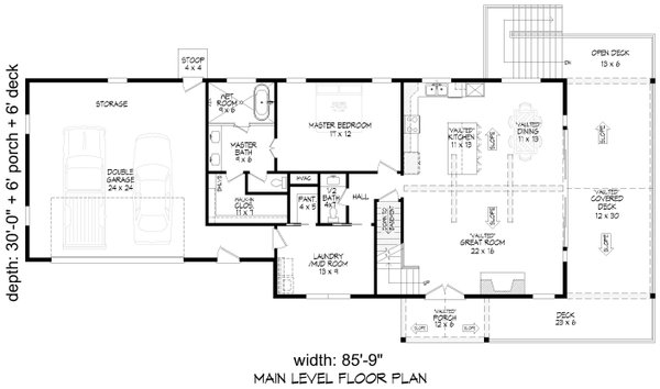 Southern Floor Plan - Main Floor Plan #932-1188