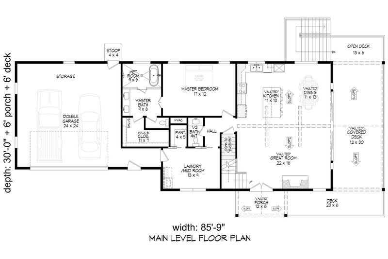 House Blueprint - Floor Plan - Main Floor for Southern House Plan #932-1188 - 3 bed, 2.5 bath