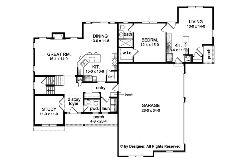 Traditional Style House Plan - 4 Beds 3.5 Baths 2727 Sq/Ft Plan #1010 ...