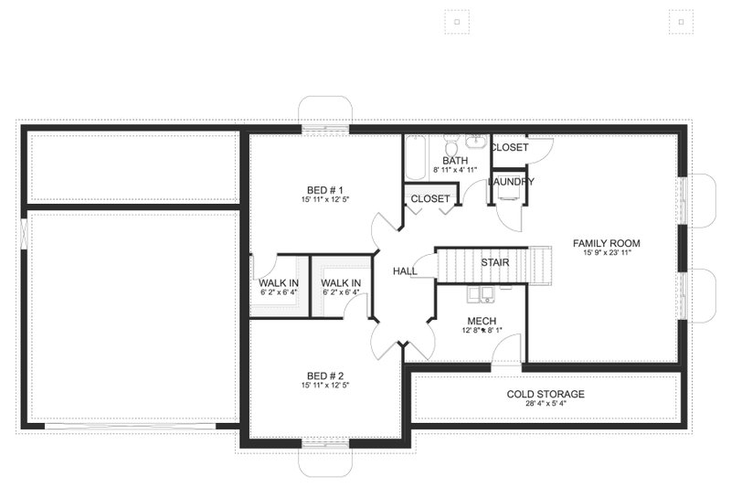 Dream House Plan - Floor Plan - Lower Floor for Traditional House Plan #1060-427 - 4 bed, 2.5 bath