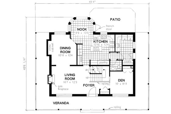 Floor Plan - Main Floor for Country House Plan #18-344 - 4 bed, 2.5 bath