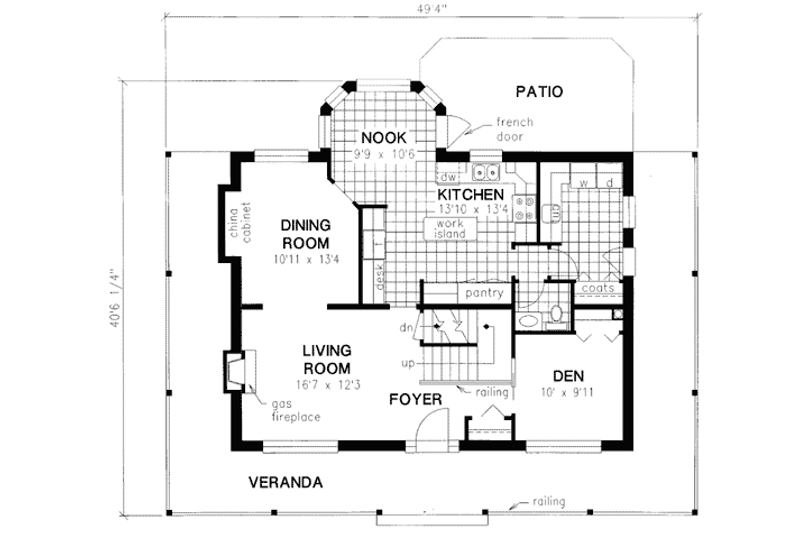 House Plan Design - Floor Plan - Main Floor for Country House Plan #18-344 - 4 bed, 2.5 bath