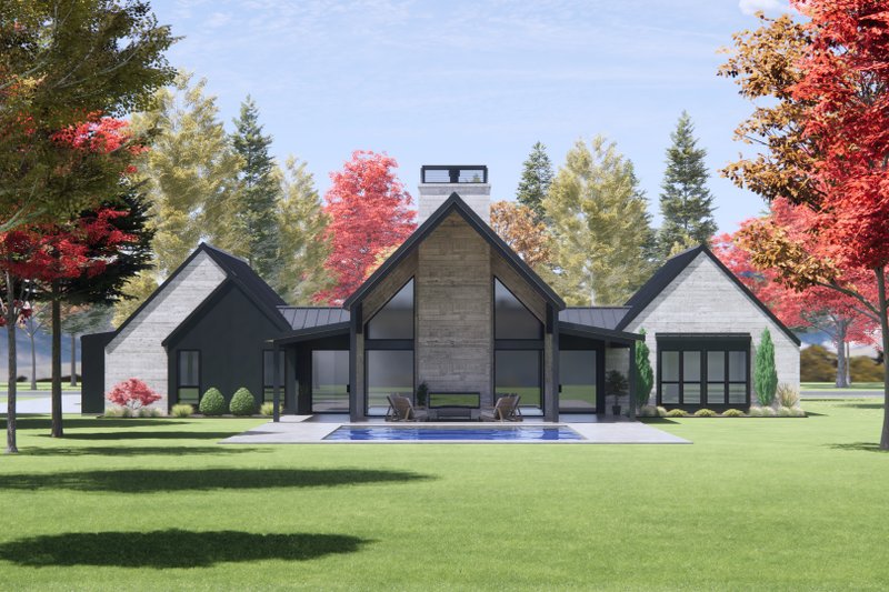 House Blueprint - Exterior - Rear Elevation 2 for Modern House Plan #1096-68 - 4 bed, 3 bath
