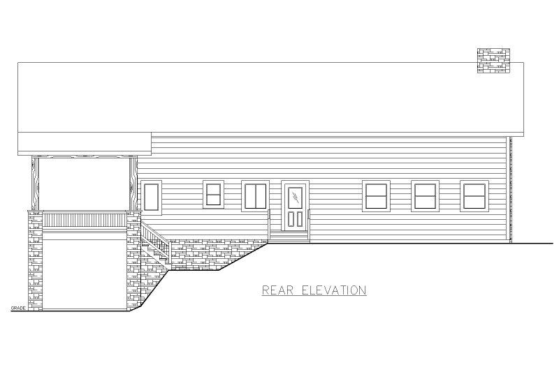 Home Plan - Exterior - Rear Elevation for Craftsman House Plan #117-1069 - 2 bed, 2.5 bath