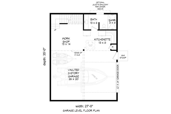Floor Plan - Main Floor for Country House Plan #932-973, 1 bath