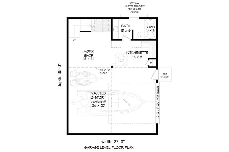 Dream House Plan - Floor Plan - Main Floor for Country House Plan #932-973, 1 bath