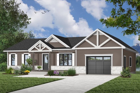 Exterior - Front Elevation 3 for Ranch House Plan #23-2653 - 2 bed, 1 bath
