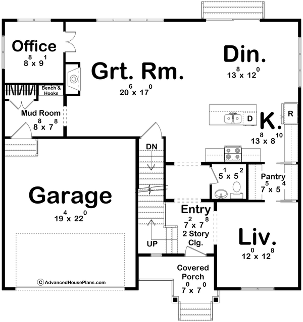 House Blueprint - Floor Plan - Main Floor for Traditional House Plan #455-775 - 4 bed, 3.5 bath
