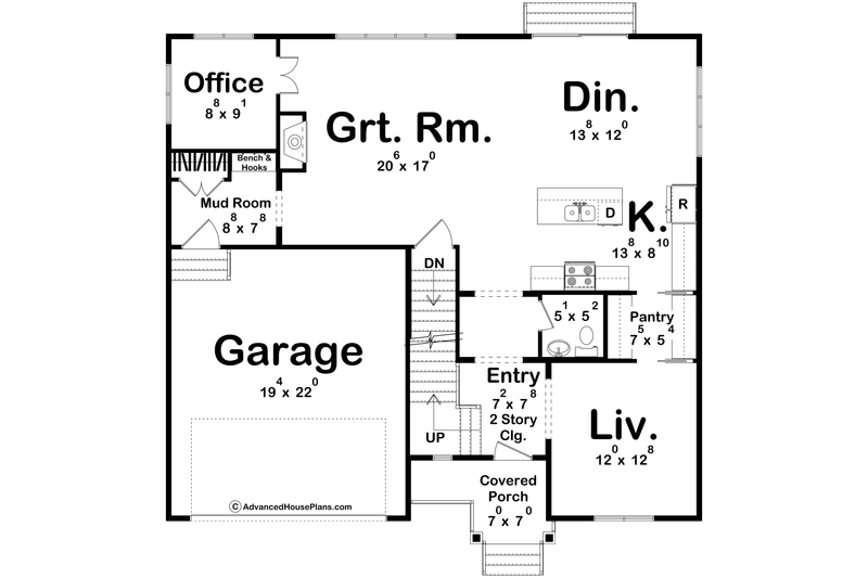 House Blueprint - Floor Plan - Main Floor for Traditional House Plan #455-775 - 4 bed, 3.5 bath