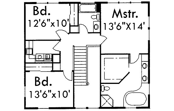 Country Floor Plan - Upper Floor Plan #303-353