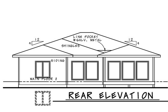 Exterior - Rear Elevation for Contemporary House Plan #20-2439 - 3 bed, 2.5 bath