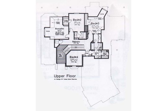 Floor Plan - Upper Floor for European House Plan #310-904 - 4 bed, 3.5 bath