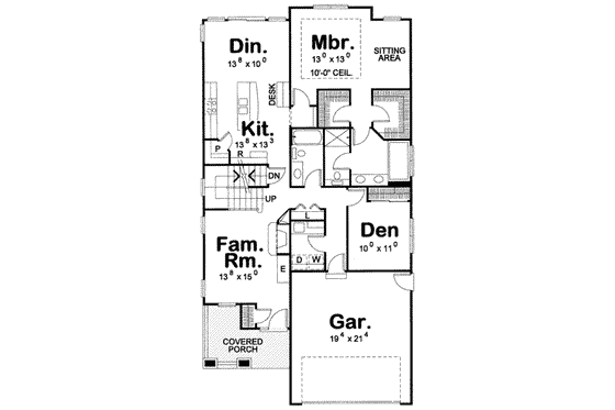 Floor Plan - Main Floor for Craftsman House Plan #20-1658 - 3 bed, 3 bath