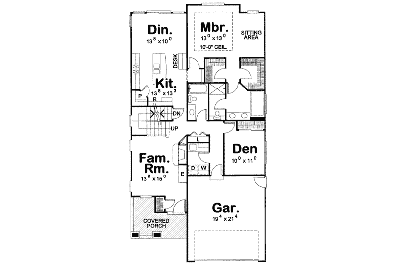Home Plan - Floor Plan - Main Floor for Craftsman House Plan #20-1658 - 3 bed, 3 bath