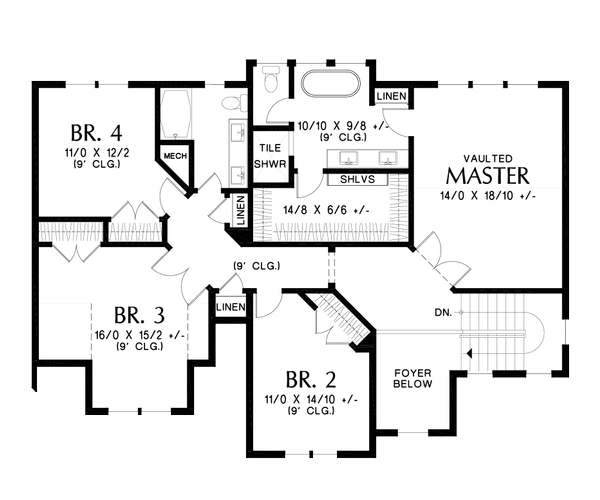 Dream House Plan - Contemporary Floor Plan - Upper Floor Plan #48-986