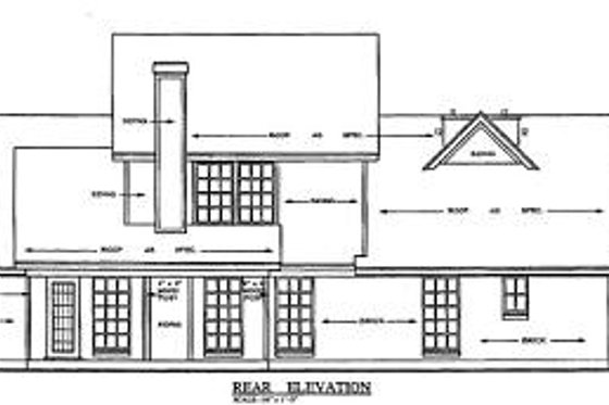 Exterior - Rear Elevation for Traditional House Plan #42-210 - 3 bed, 2.5 bath