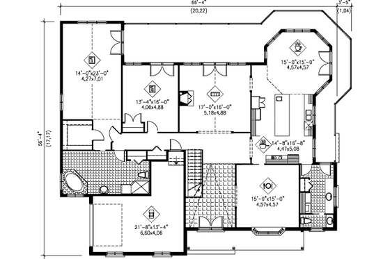Floor Plan - Main Floor for Traditional House Plan #25-4120 - 2 bed, 1.5 bath