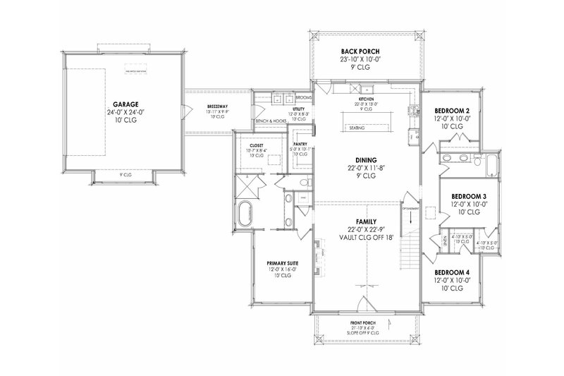 House Design - Floor Plan - Main Floor for Barndominium House Plan #1096-162 - 4 bed, 2 bath