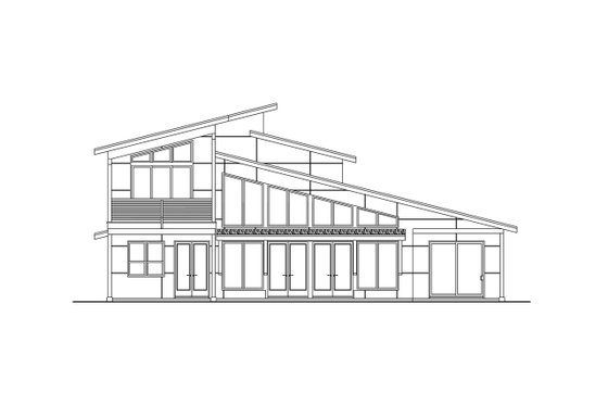Exterior - Rear Elevation for Contemporary House Plan #124-1325 - 4 bed, 4 bath