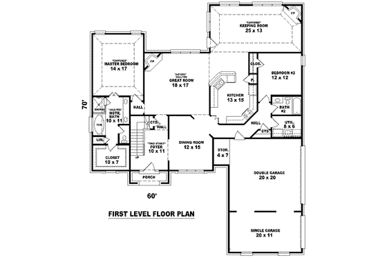 Floor Plan - Main Floor for European House Plan #81-1557 - 4 bed, 3 bath
