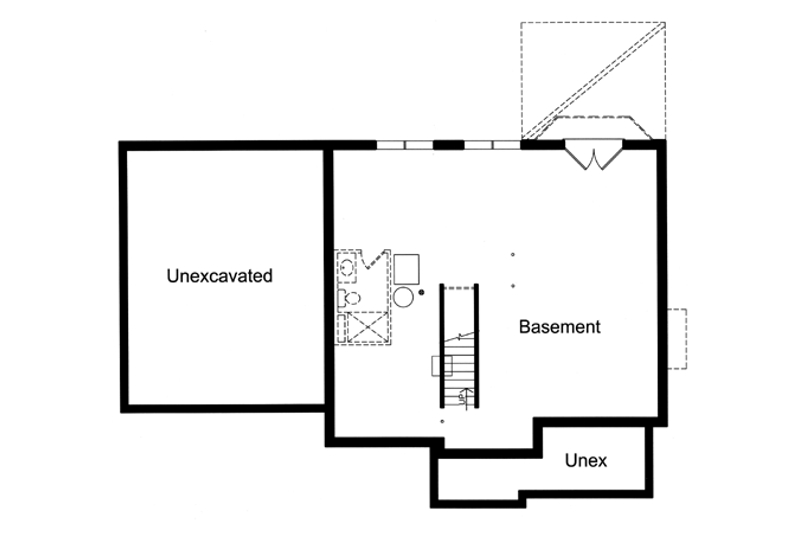 Architectural House Design - Floor Plan - Lower Floor for Traditional House Plan #46-475 - 4 bed, 2.5 bath