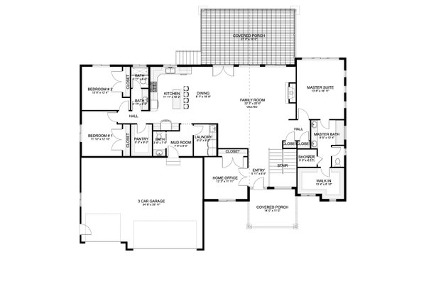 Architectural House Design - Floor Plan - Main Floor for Craftsman House Plan #1060-496 - 3 bed, 2.5 bath