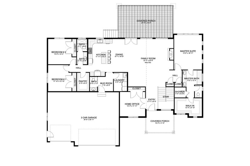 Architectural House Design - Floor Plan - Main Floor for Craftsman House Plan #1060-496 - 3 bed, 2.5 bath