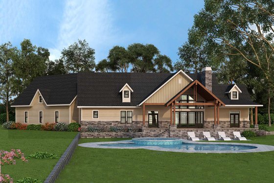 Exterior - Rear Elevation for Craftsman House Plan #119-366 - 3 bed, 2.5 bath