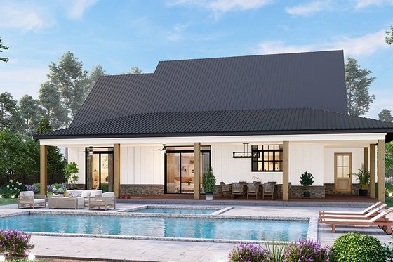 Exterior - Rear Elevation for Farmhouse House Plan #119-444 - 3 bed, 2.5 bath