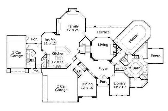 Floor Plan - Main Floor for European House Plan #411-291 - 5 bed, 3 bath