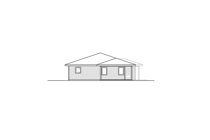 Home Plan - Exterior - Rear Elevation for Prairie House Plan #124-1125 - 3 bed, 2 bath