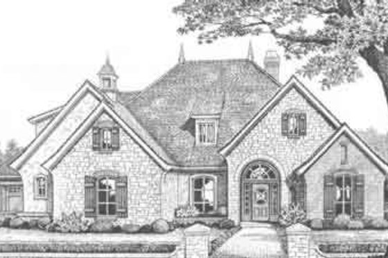 Exterior - Front Elevation for European House Plan #310-373 - 4 bed, 4 bath