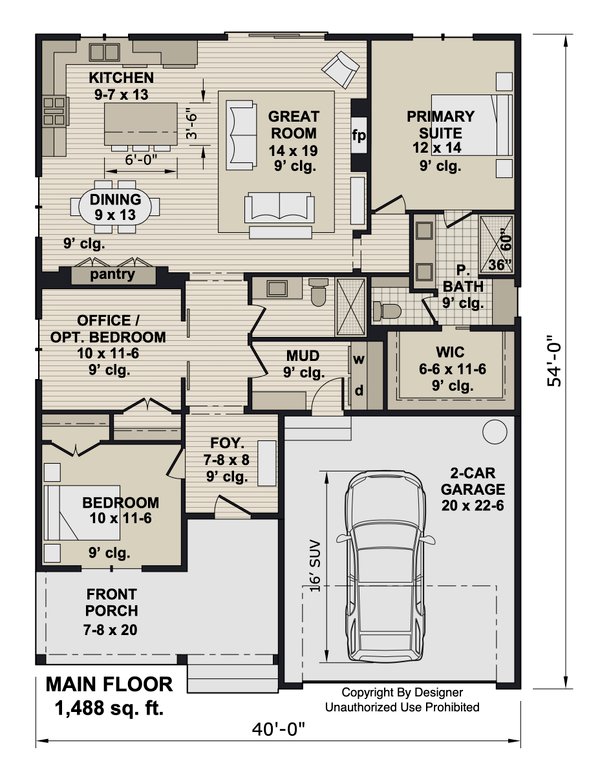 Dream House Plan - Floor Plan - Main Floor for Farmhouse House Plan #51-1529 - 3 bed, 2 bath