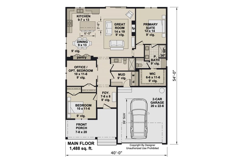 Dream House Plan - Floor Plan - Main Floor for Farmhouse House Plan #51-1529 - 3 bed, 2 bath