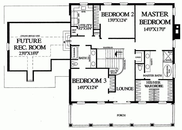 Southern Floor Plan - Upper Floor Plan #137-147