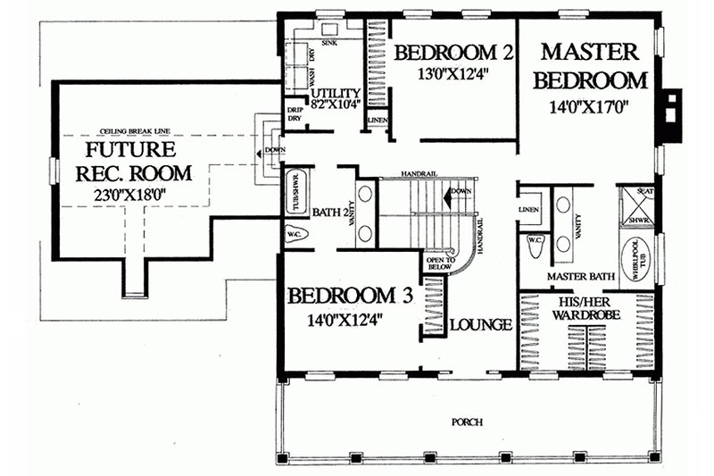 Home Plan - Floor Plan - Upper Floor for Southern House Plan #137-147 - 3 bed, 2 bath