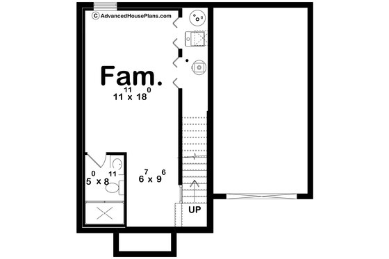 Floor Plan - Lower Floor for Modern House Plan #455-571 - 3 bed, 1.5 bath