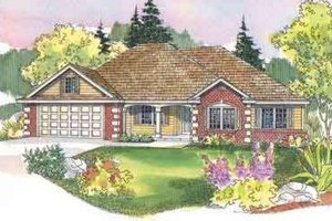 Ranch Exterior - Front Elevation Plan #124-489