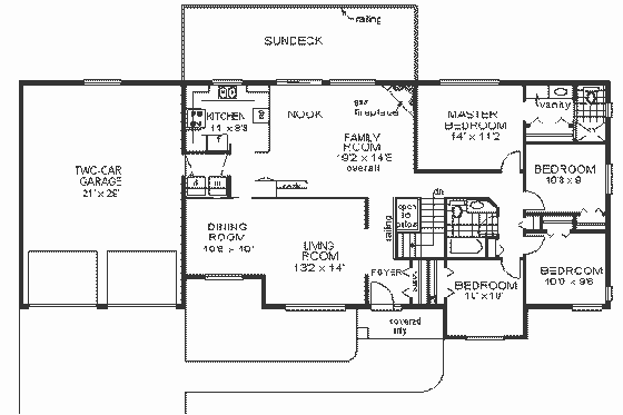 Floor Plan - Main Floor for Ranch House Plan #18-154 - 4 bed, 2 bath