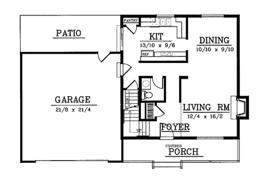 Floor Plan - Main Floor for Traditional House Plan #92-211 - 4 bed, 2.5 bath